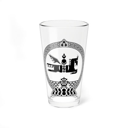State emblem of Mongolia 1992 monochrome (Mongolia) (Coat of Arms) Pint Glass 16oz
