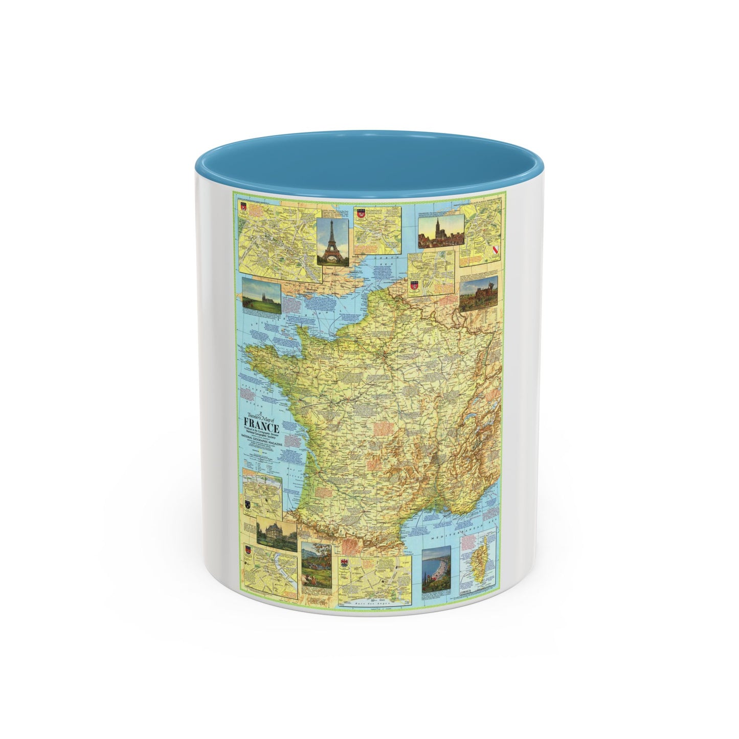 France - A Traveller's Map 1 (1971) (Map) Accent Coffee Mug