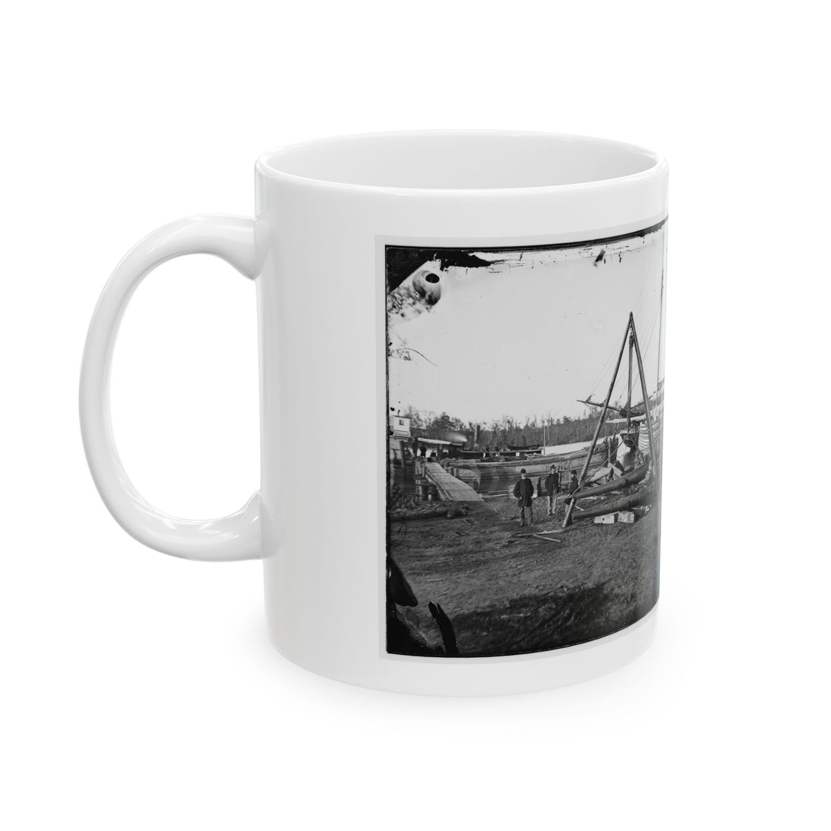 Broadway Landing, Va.  Tripod Artillery Swing By The Appomattox (U.S. Civil War) White Coffee Mug