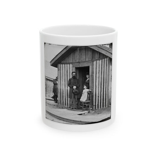 City Point, Va. Brig. Gen. John A. Rawlins, Chief Of Staff, With Wife And Child At Door Of Their Quarters (U.S. Civil War) White Coffee Mug