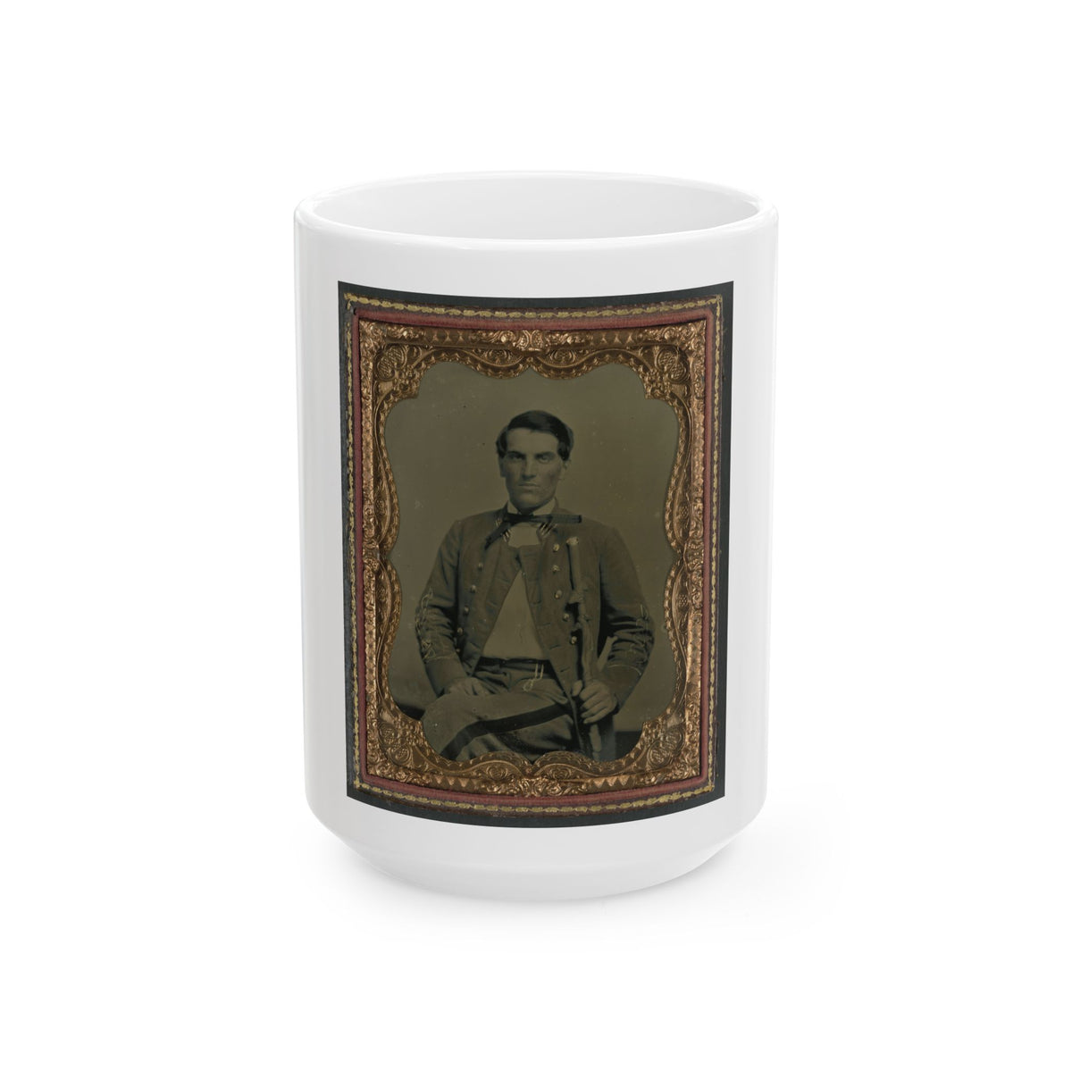 Major Charles Jones Green Of Co. A, 47th Virginia Infantry Regiment, In Uniform With Carved Cane (U.S. Civil War) White Coffee Mug