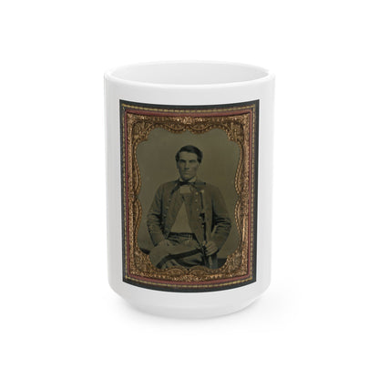 Major Charles Jones Green Of Co. A, 47th Virginia Infantry Regiment, In Uniform With Carved Cane (U.S. Civil War) White Coffee Mug