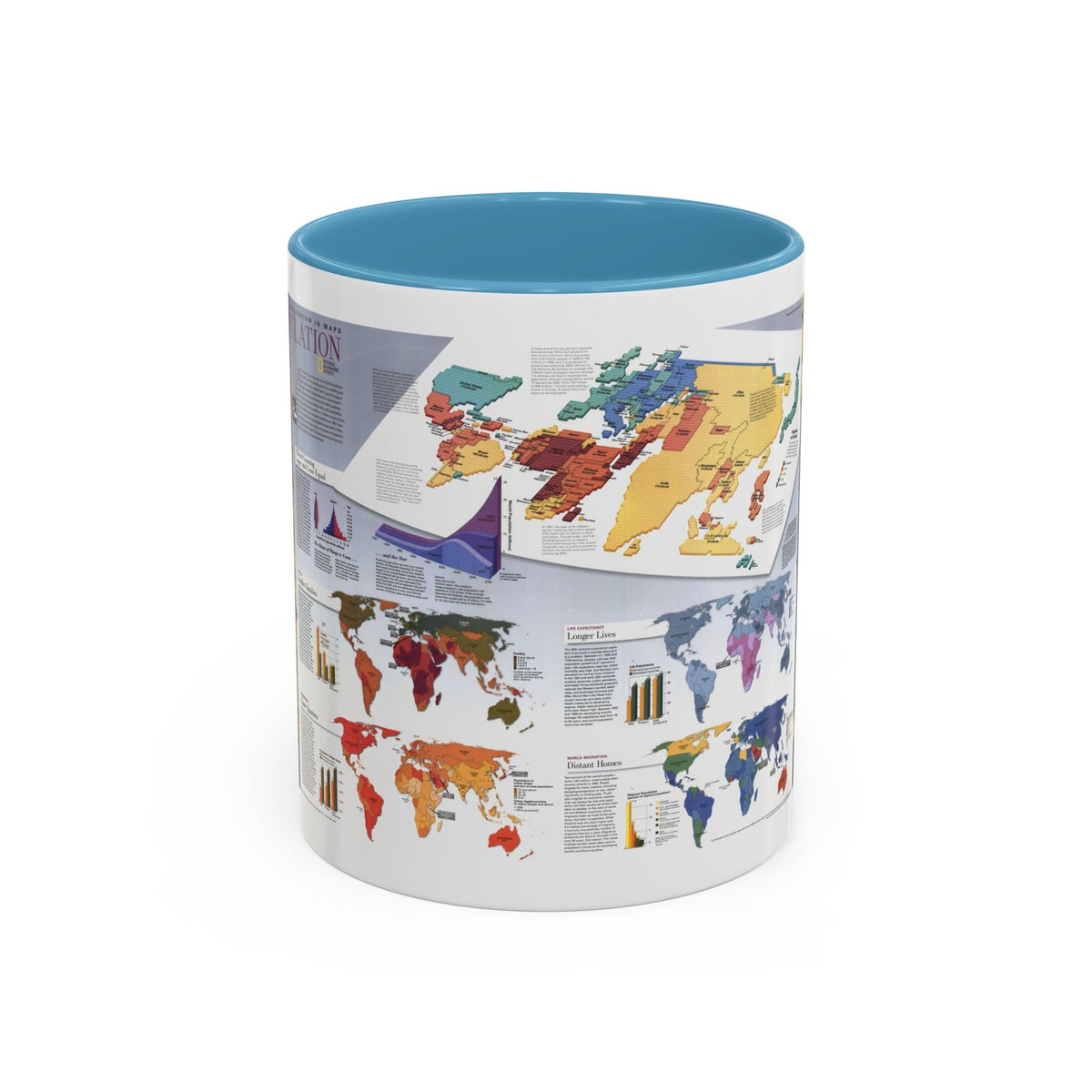 World Map - Population (1998) (Map) Accent Coffee Mug