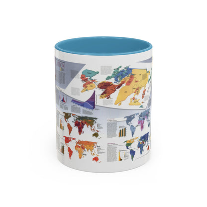 World Map - Population (1998) (Map) Accent Coffee Mug