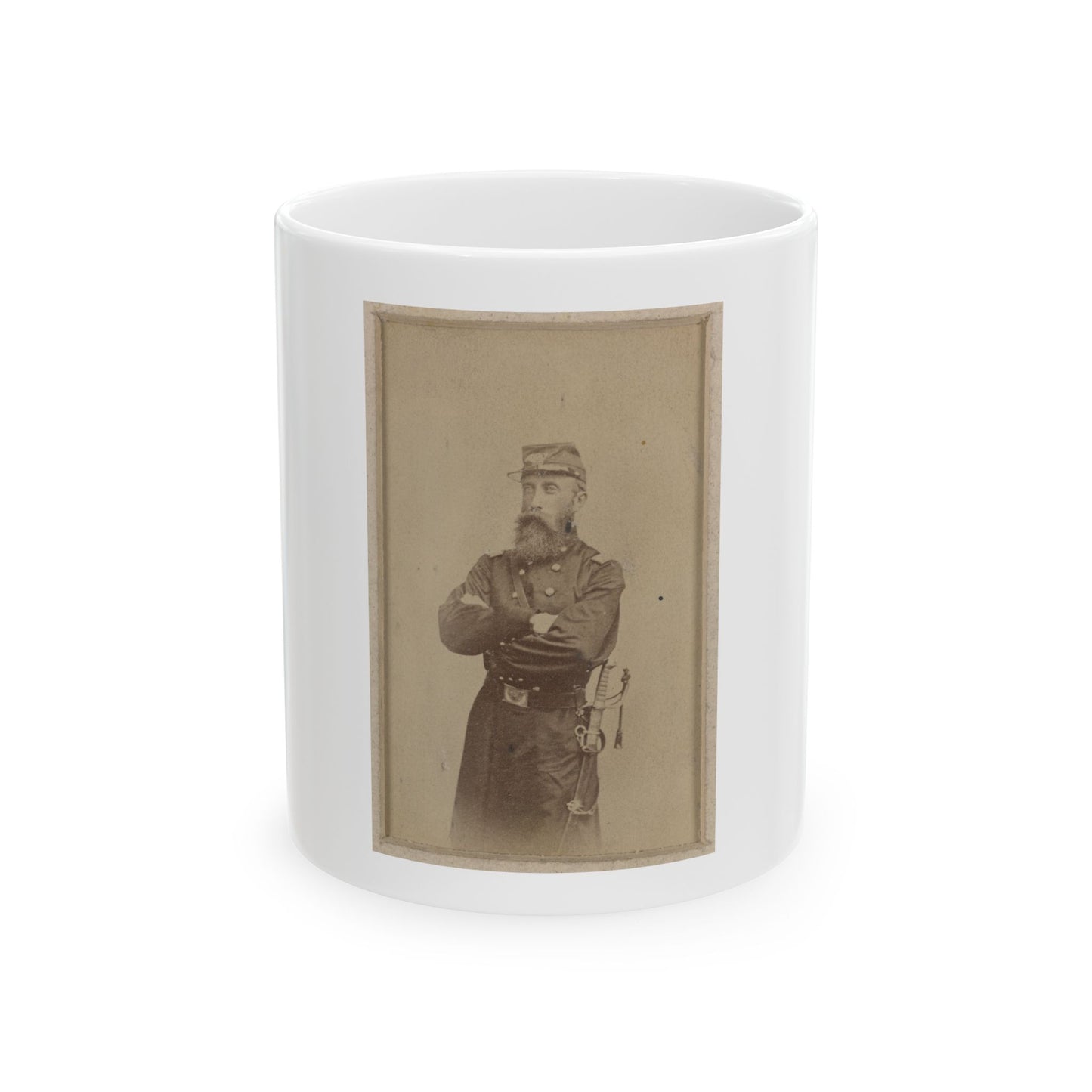 Colonel Francis L. Lee Of 4th Massachusetts Infantry Battalion And 44th Massachusetts Infantry Regiment In Uniform With Sword (U.S. Civil War) White Coffee Mug