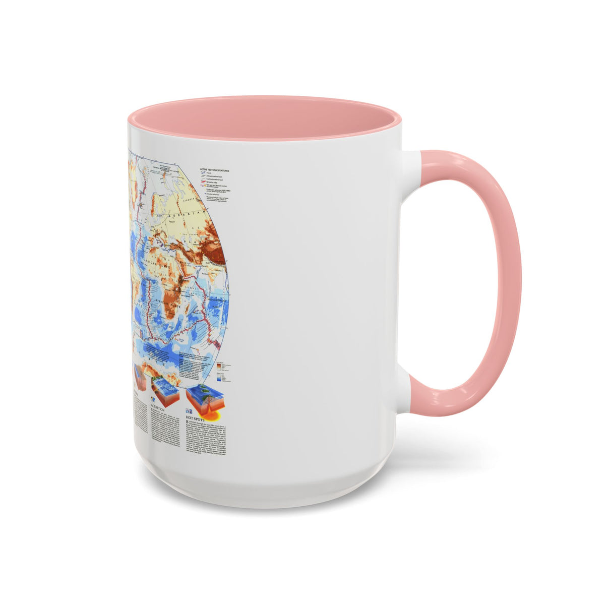 World Map - Earth's Dynamic Crust (1985) (Map) Accent Coffee Mug