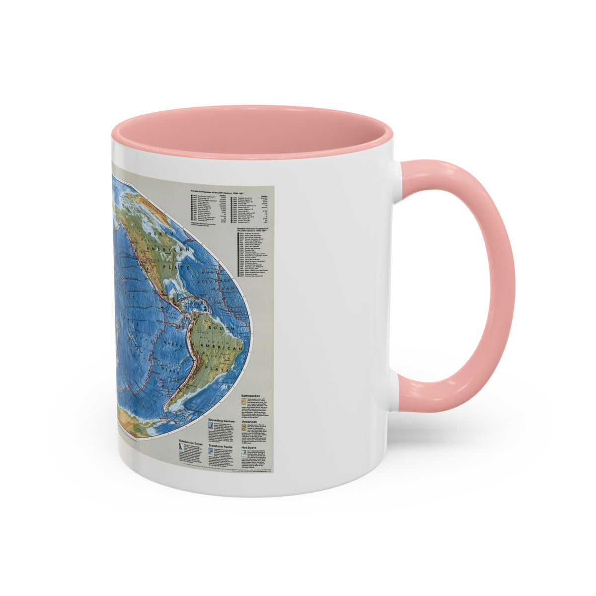 World Map - Tectonic Plates (1999) (Map) Accent Coffee Mug