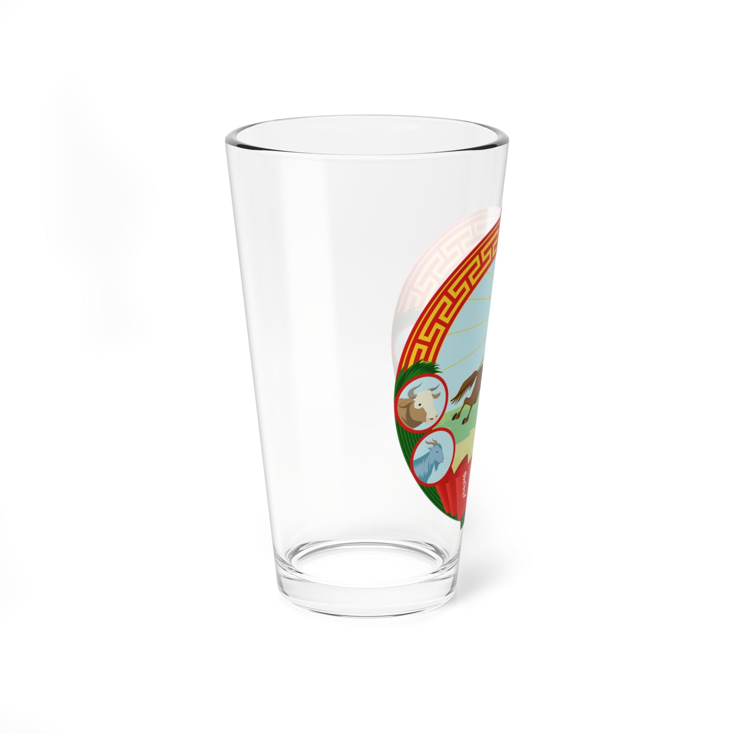 State emblem of the Peoples Republic of Mongolia 1940 - 1941 (Mongolia) (Coat of Arms) Pint Glass 16oz