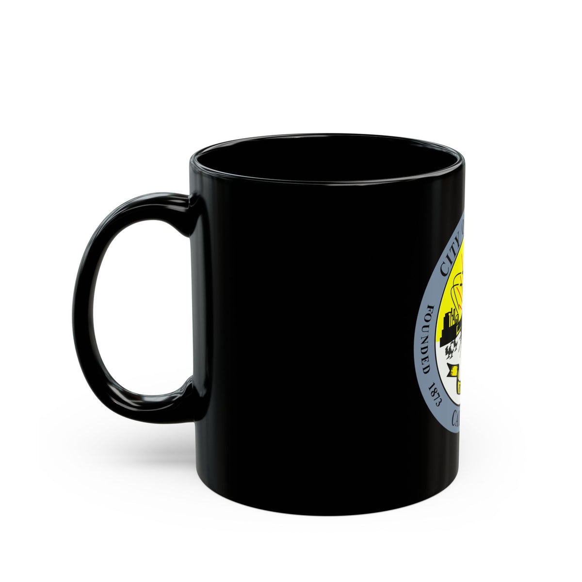 Seal of Downey California - Black Coffee Mug