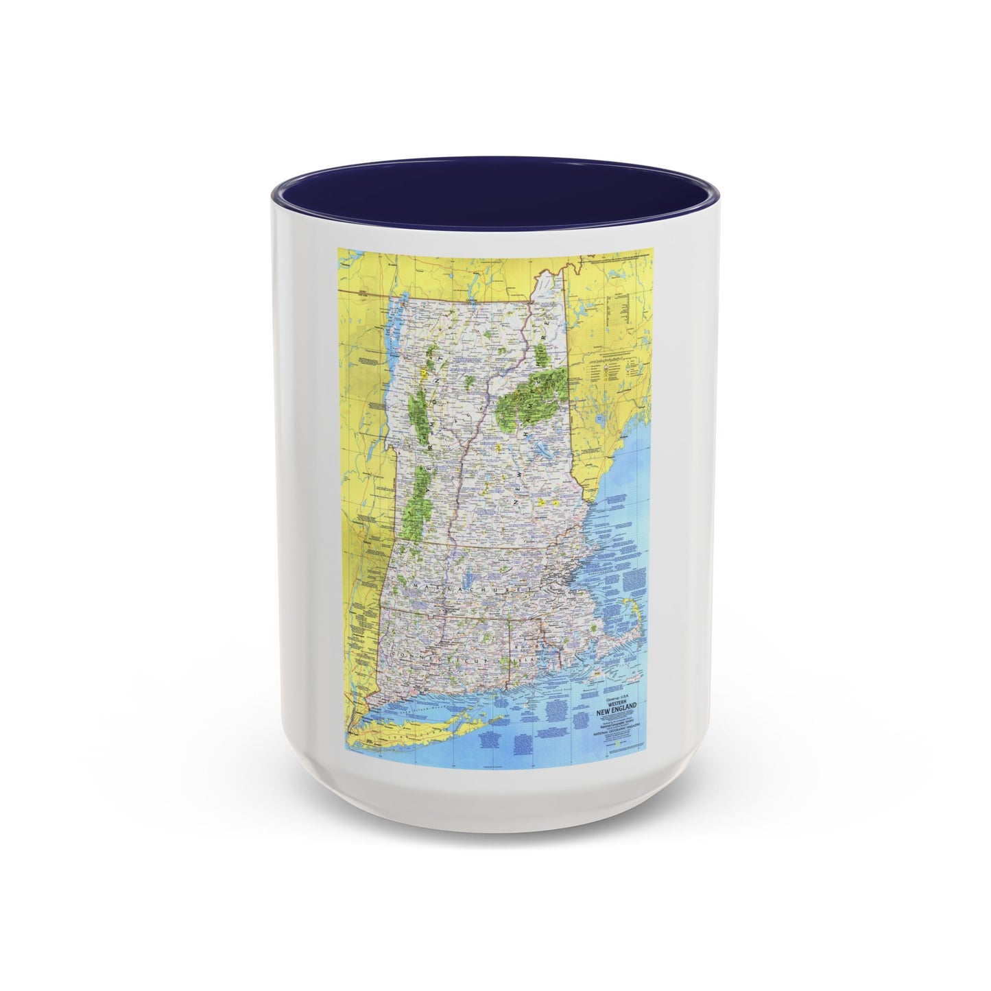 USA - Western New England 1 (1975) (Map) Accent Coffee Mug