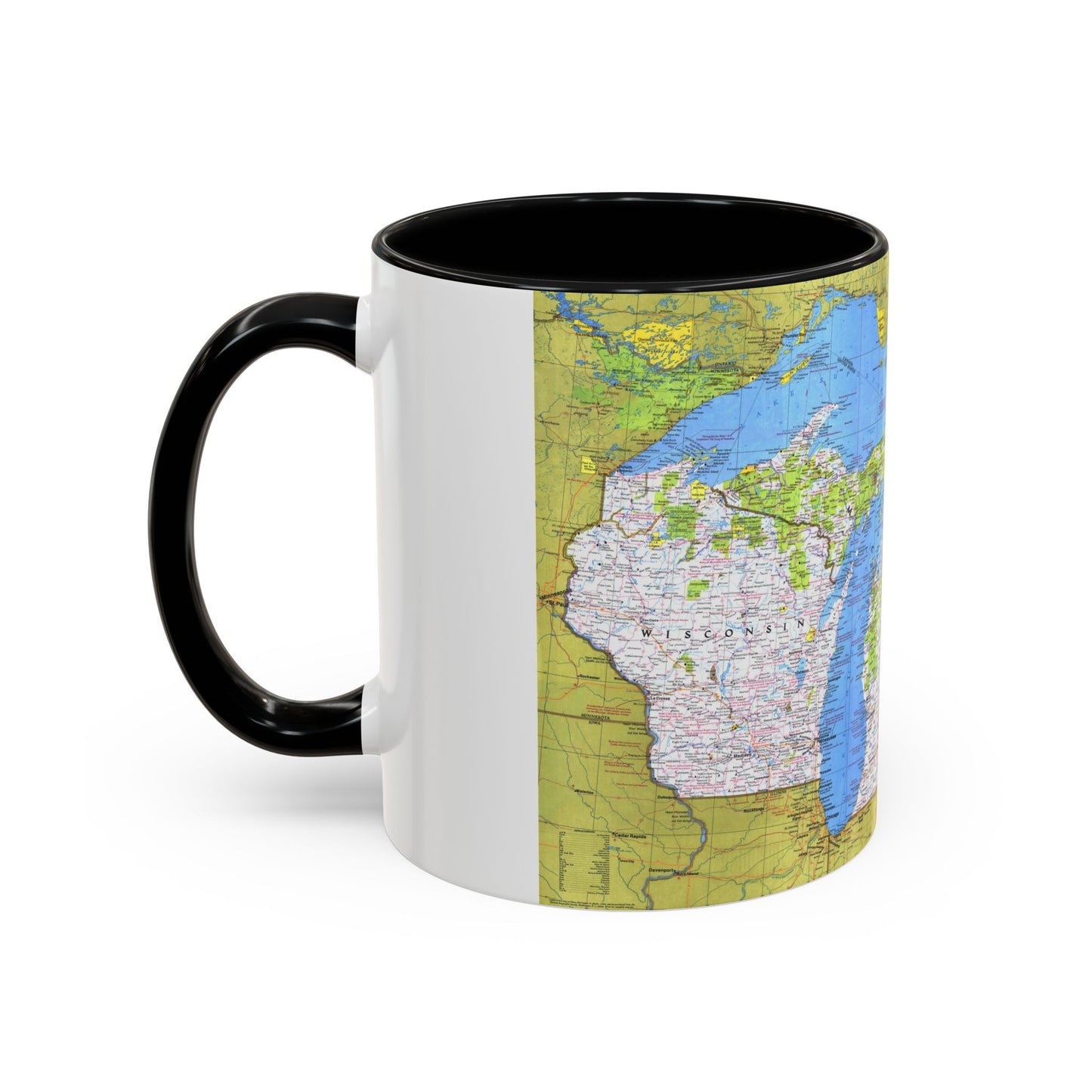 USA - Wisconsin, Michigan ,Great Lakes 1 (1973) (Map) Accent Coffee Mug