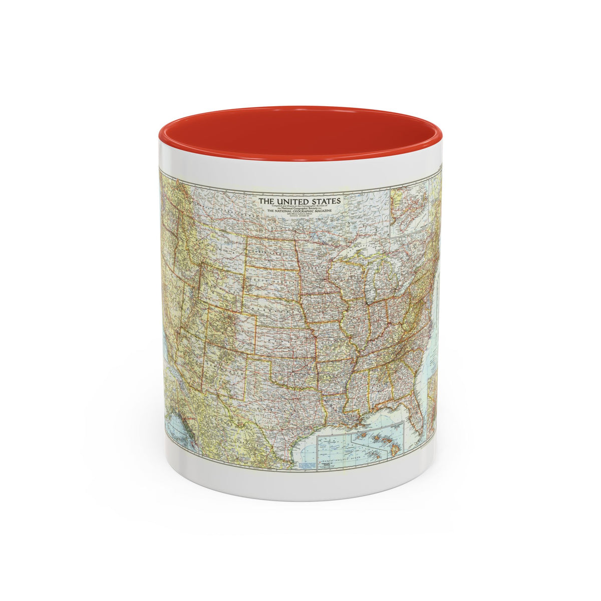 USA - The United States (1956) (Map) Accent Coffee Mug