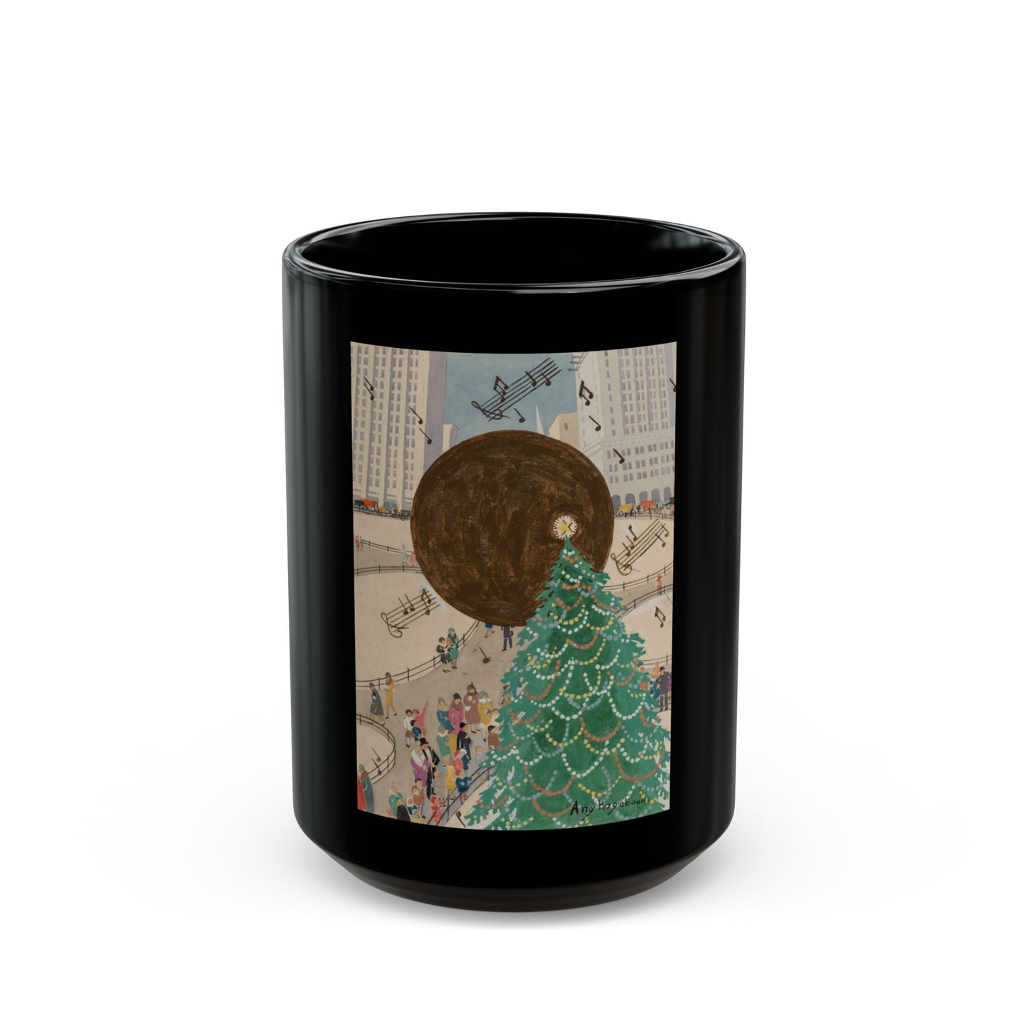 Christmas in the Park, Golden book cover, December 1928 - Black Coffee Mug-15oz-Go Mug Yourself