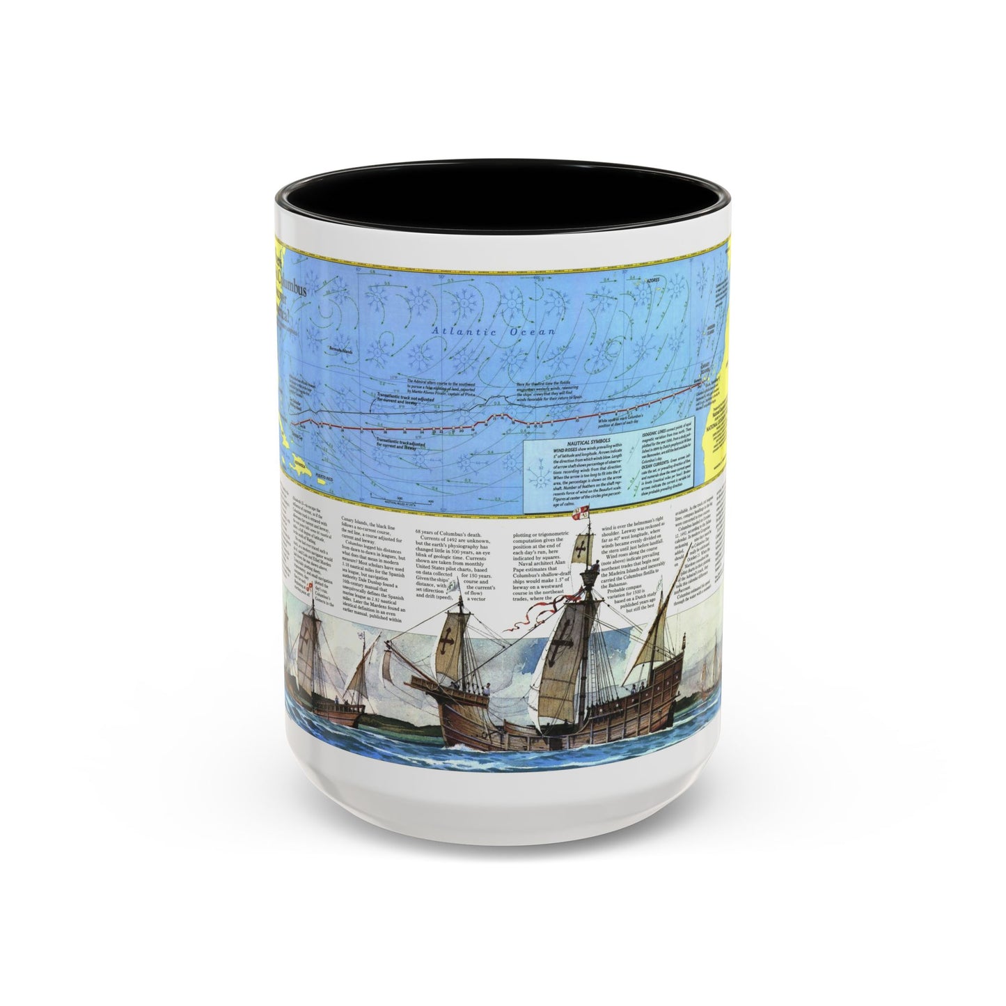 Americas - Where Did Columbus Discover America (1987) (Map) Accent Coffee Mug