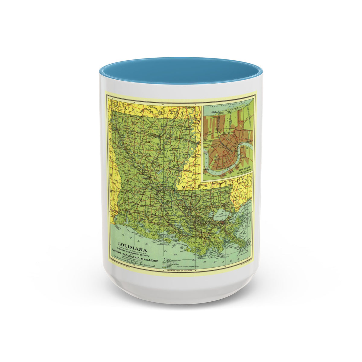 USA - Louisiana (1930) (Map) Accent Coffee Mug
