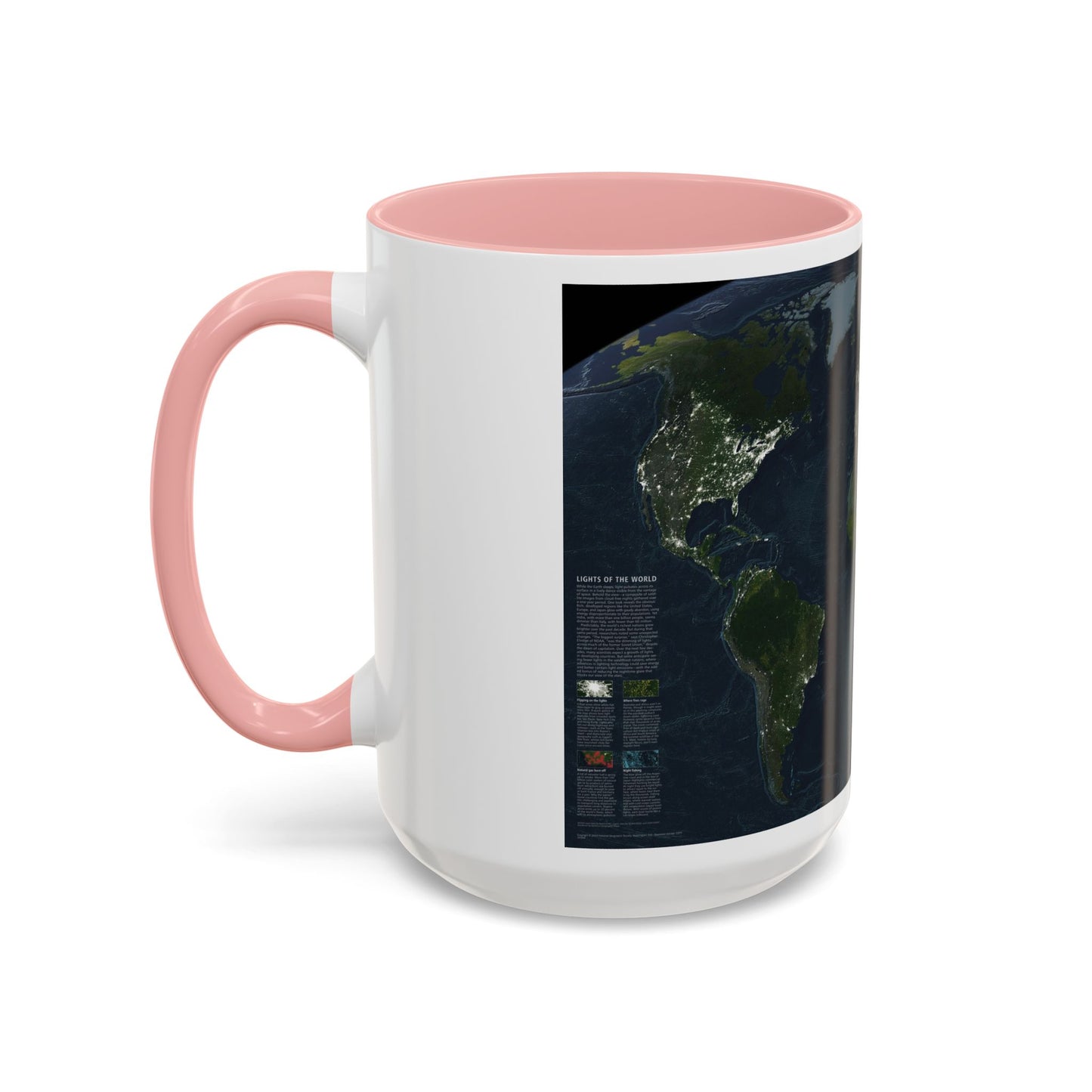 World Map - Earth at Night (2004) (Map) Accent Coffee Mug