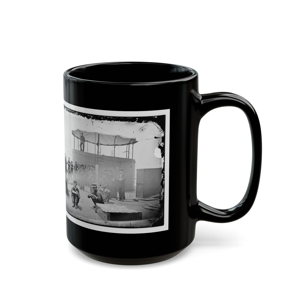 James River, Va. Sailors On Deck Of U.S.S. Monitor; Cookstove At Left (U.S. Civil War) Black Coffee Mug