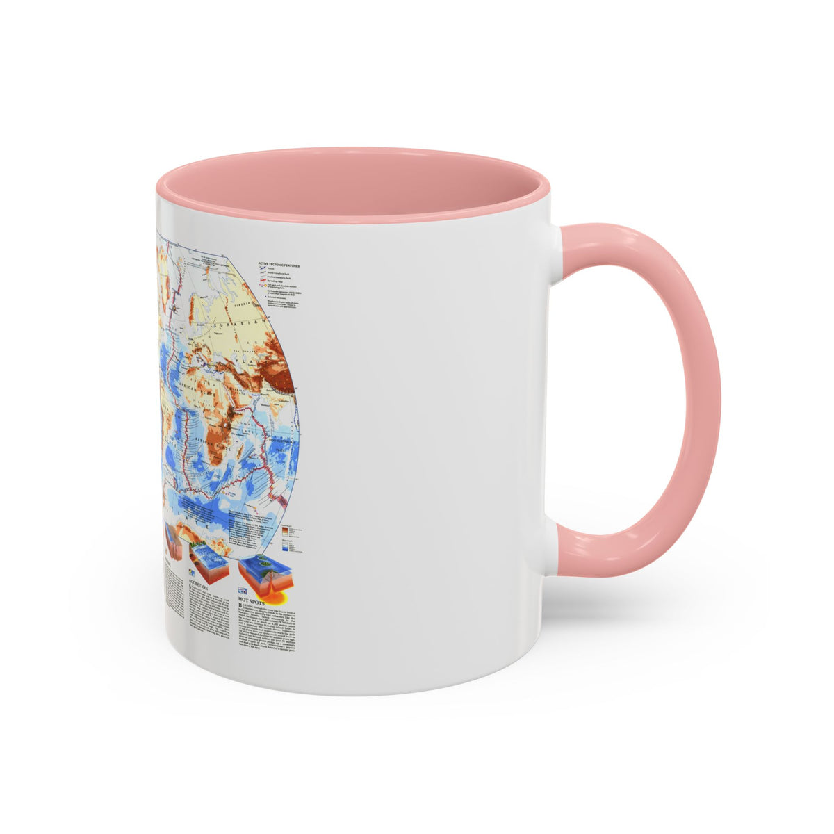 World Map - Earth's Dynamic Crust (1985) (Map) Accent Coffee Mug