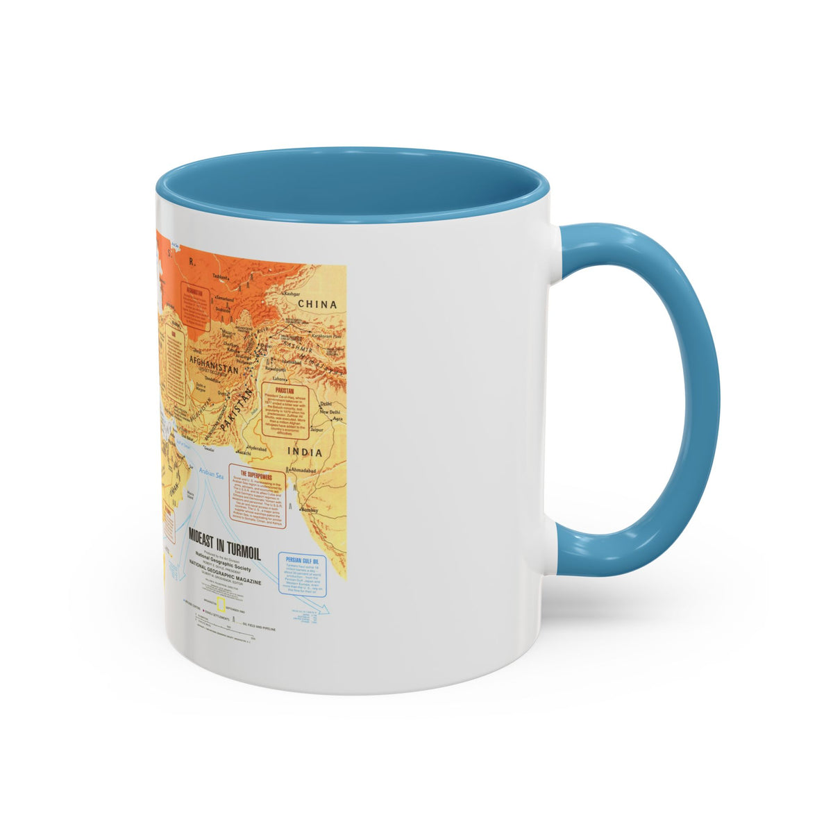 Middle East in Turmoil (1980) (Map) Accent Coffee Mug