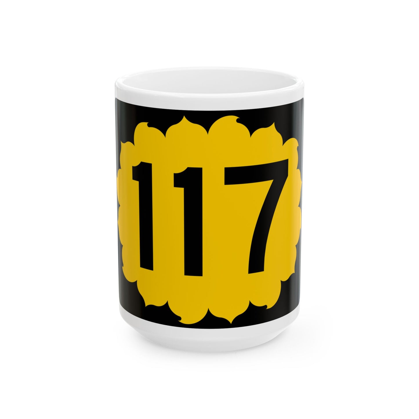 K-117 (Kansas) (Road Sign) White Coffee Mug