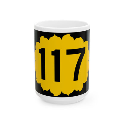 K-117 (Kansas) (Road Sign) White Coffee Mug