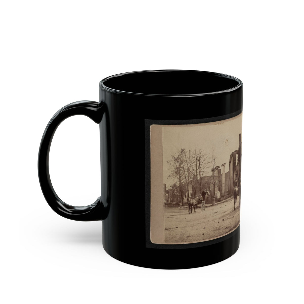 Bank Of Chambersburg & Franklin House, Chambersburg, Franklin Co., Pa., Destroyed By The Rebels Under Mccausland, July 30th, 1864 (U.S. Civil War) Black Coffee Mug