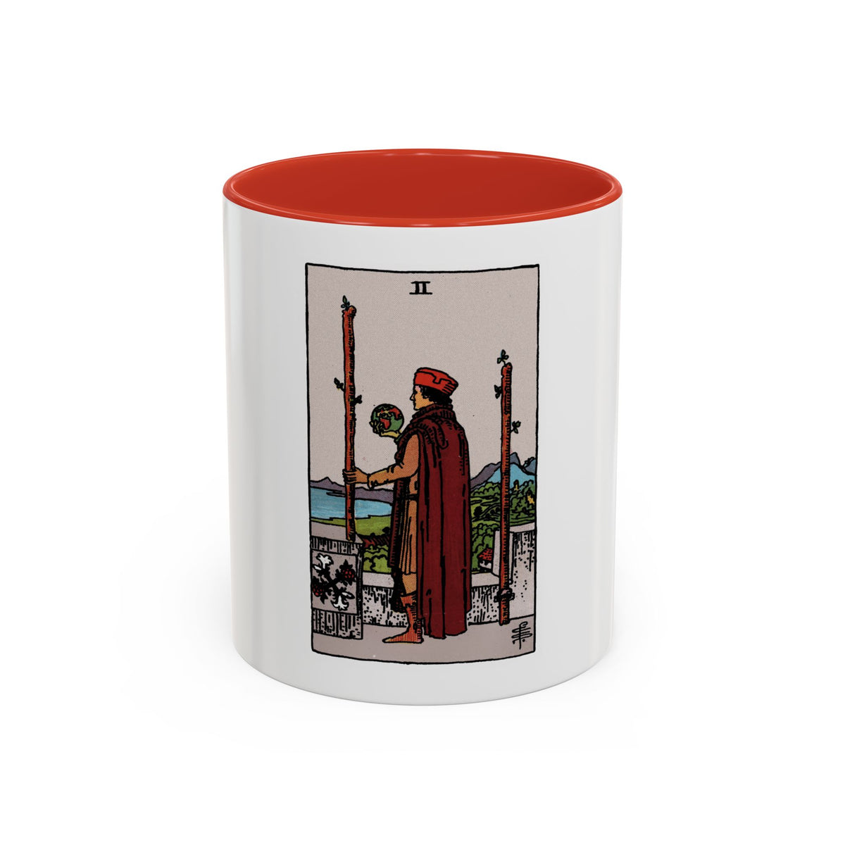 The 2 of Wands (Tarot Card) Accent Coffee Mug
