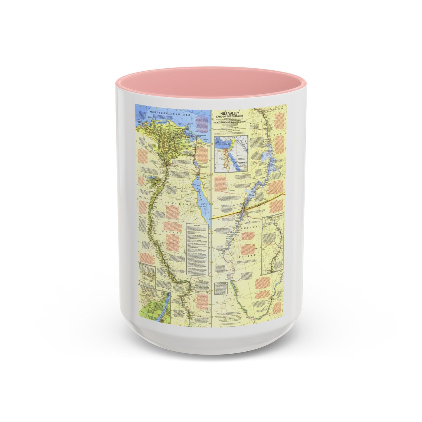 Egypt - Nile Valley, Land of the Pharaohs (1965) (Map) Accent Coffee Mug