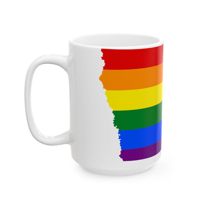 LGBT flag map of Iowa (United States) White Coffee Mug