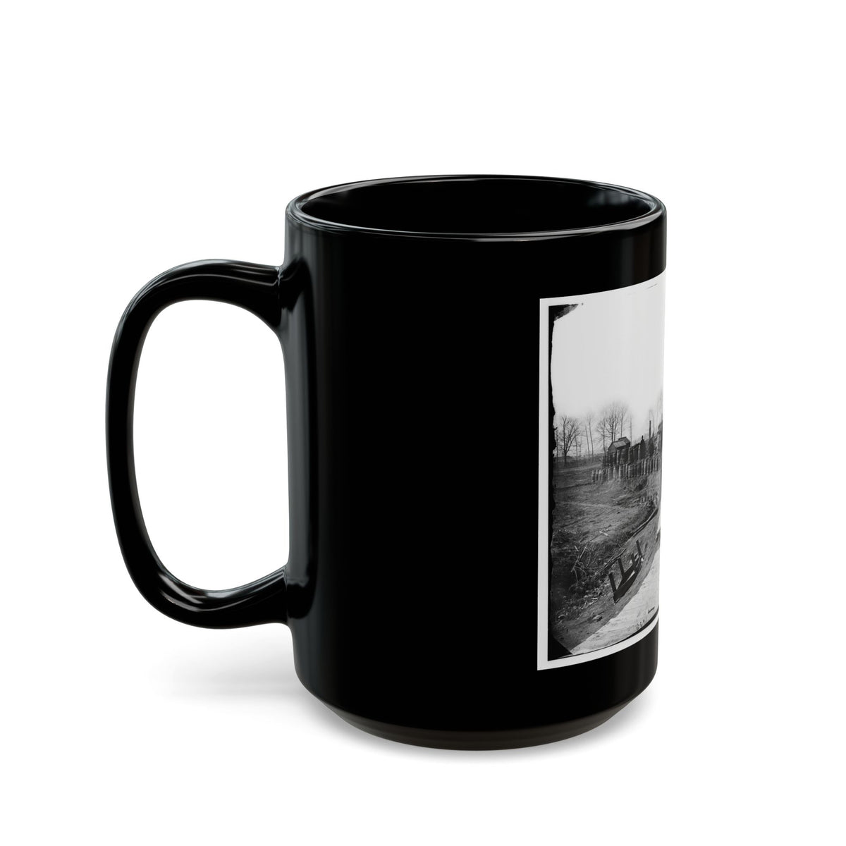 Manassas, Va. Confederate Fortifications, With Federal Soldiers 001 (U.S. Civil War) Black Coffee Mug