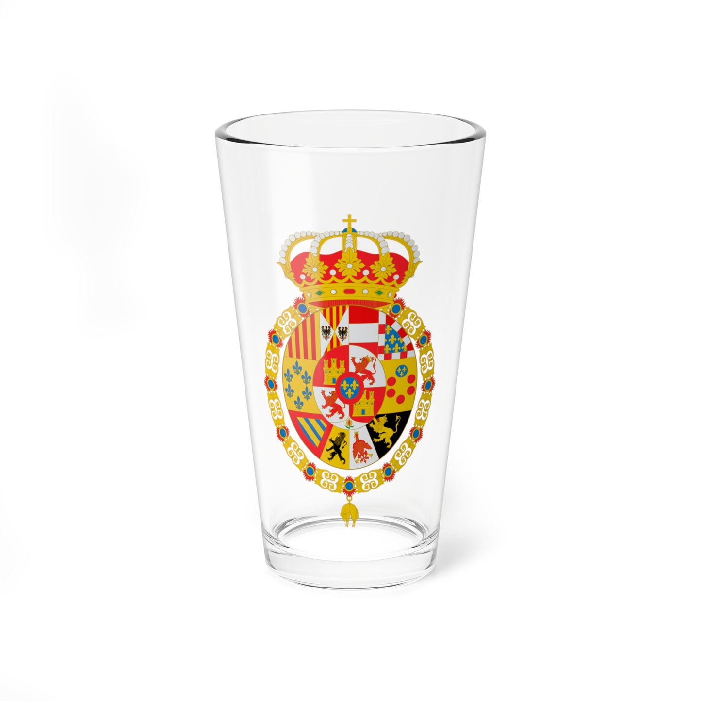 Escudo de armas de Carlos III Toison (Spain) (Coat of Arms) Pint Glass 16oz