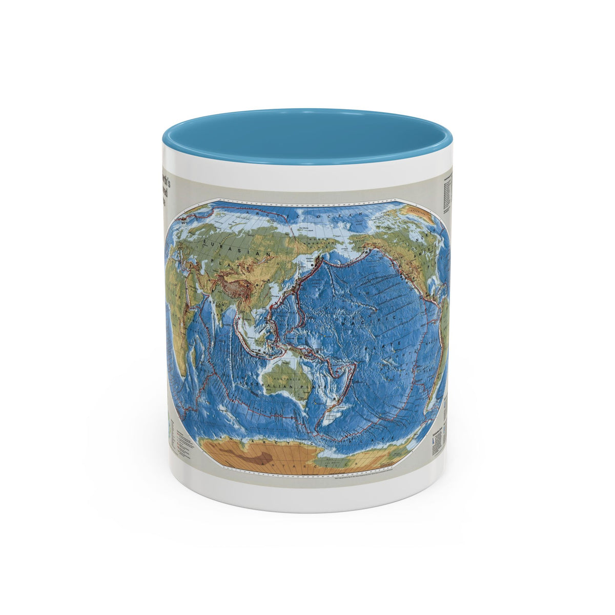 World Map - Tectonic Plates (1999) (Map) Accent Coffee Mug