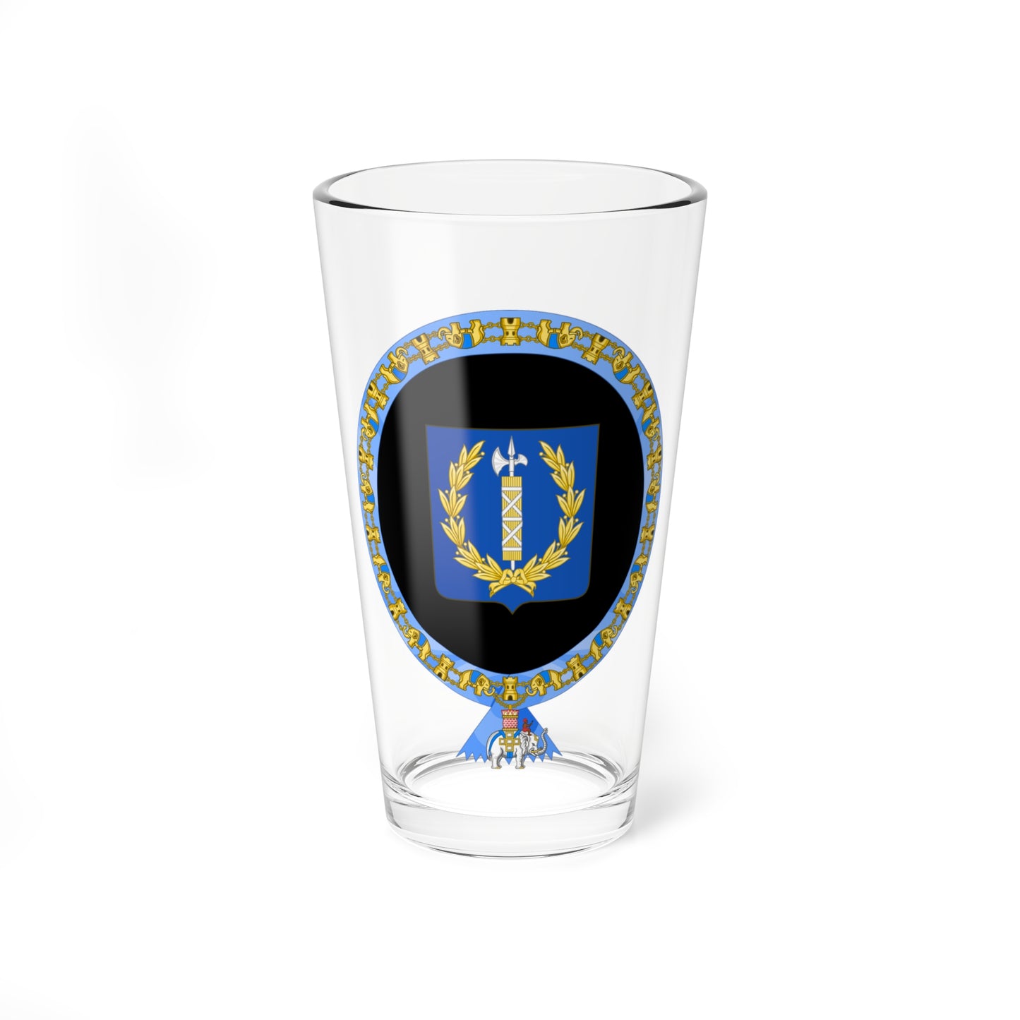 Coat of Arms of Valery Giscard dEstaing Order of the Elephant (Denmark) (Coat of Arms) Pint Glass 16oz