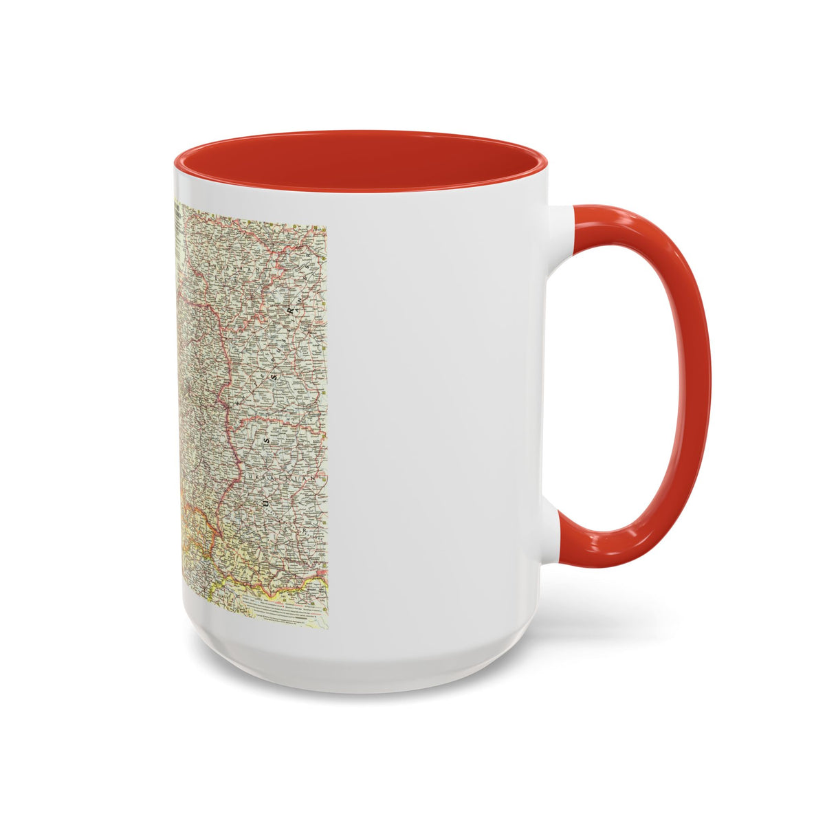 Poland and Czechoslovakia (1958) (Map) Accent Coffee Mug
