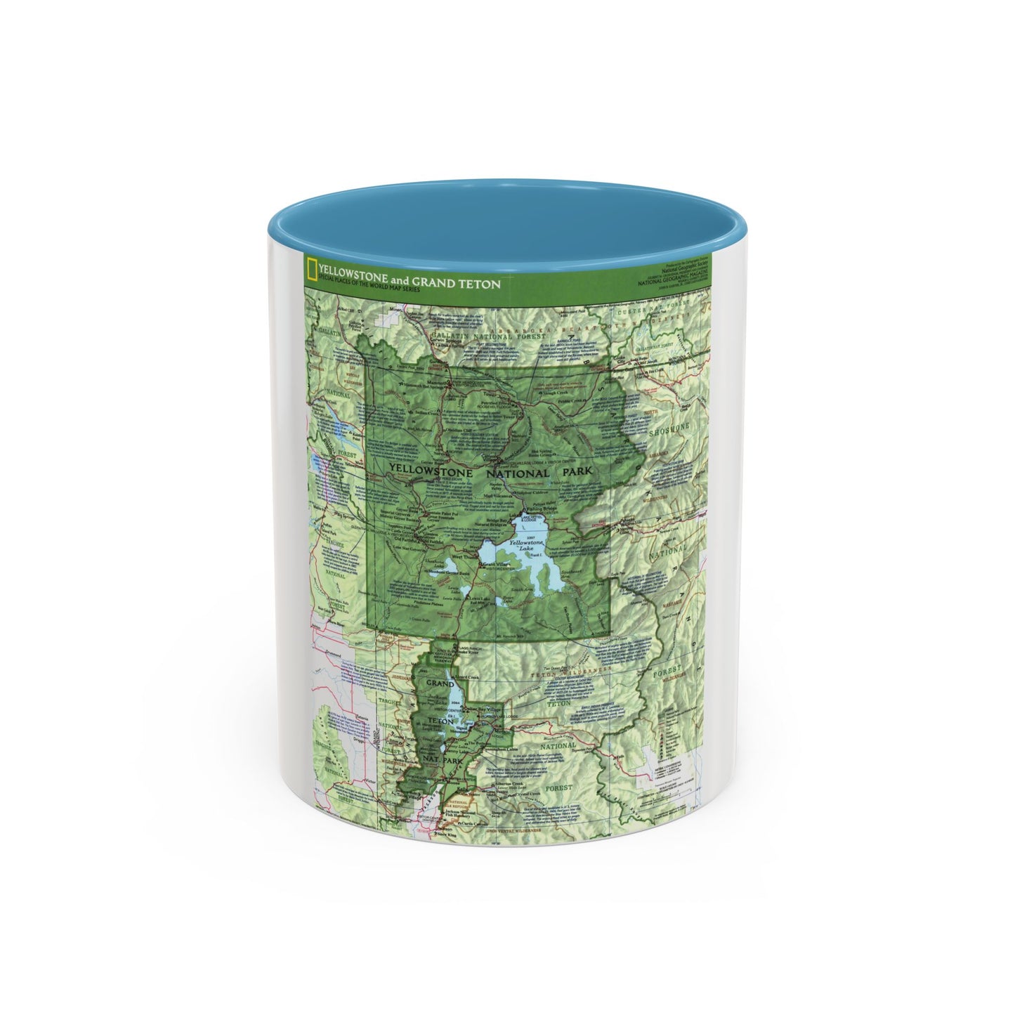 États-Unis - Yellowstone et Grand Teton 1 1989) (Carte) Tasse à café Accent