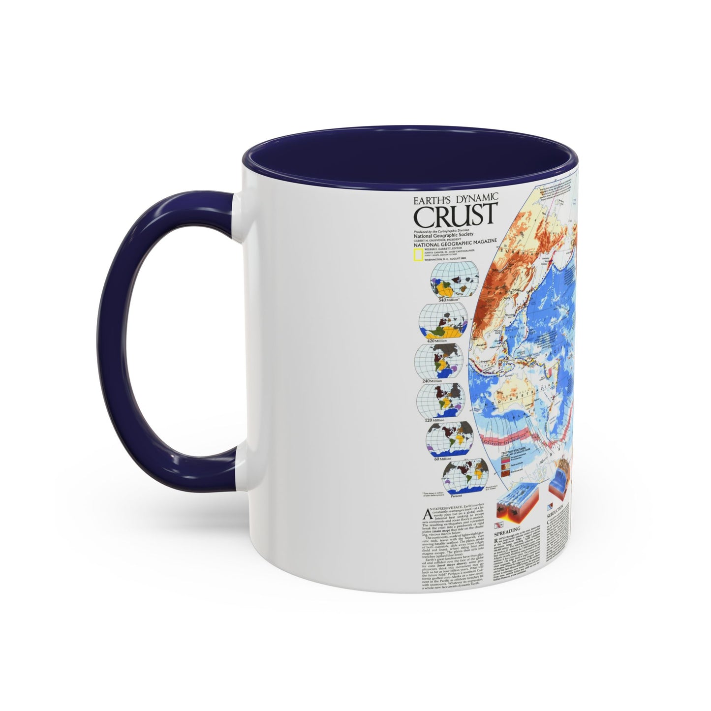 Carte du monde - Croûte dynamique de la Terre (1985) (Carte) Tasse à café décorative