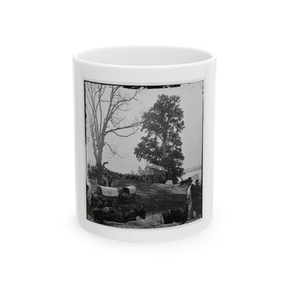 Belle Plain, Va. Wagons Of The Sanitary Commission And A Crowd At The Landing (U.S. Civil War) White Coffee Mug
