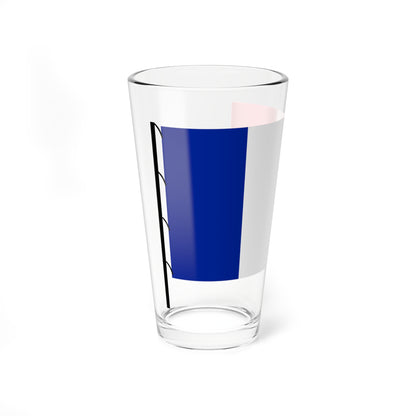 Flag of France on staff hoist left (France) Pint Glass 16oz