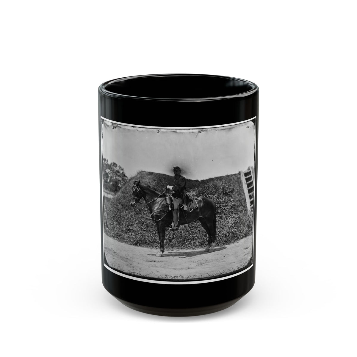 Gettysburg, Pennsylvania. Lt. Col. Samuel K. Schwenk, 50th Pennsylvania Infantry (Seated On Horse) (U.S. Civil War) Black Coffee Mug