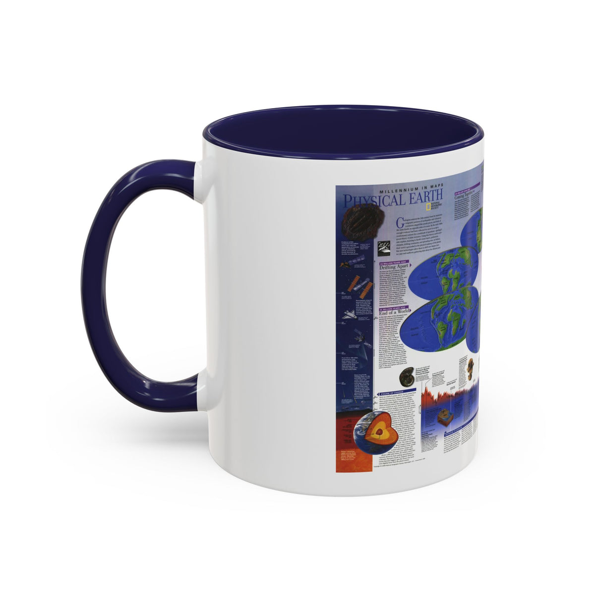 World Map - Physical Earth 2 (1998) (Map) Accent Coffee Mug