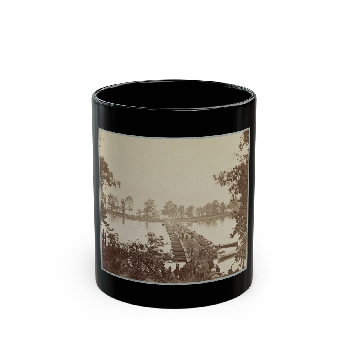 Army Of The James, Pontoon Bridges Across James River At Deep Bottom And Varina 001 (U.S. Civil War) Black Coffee Mug