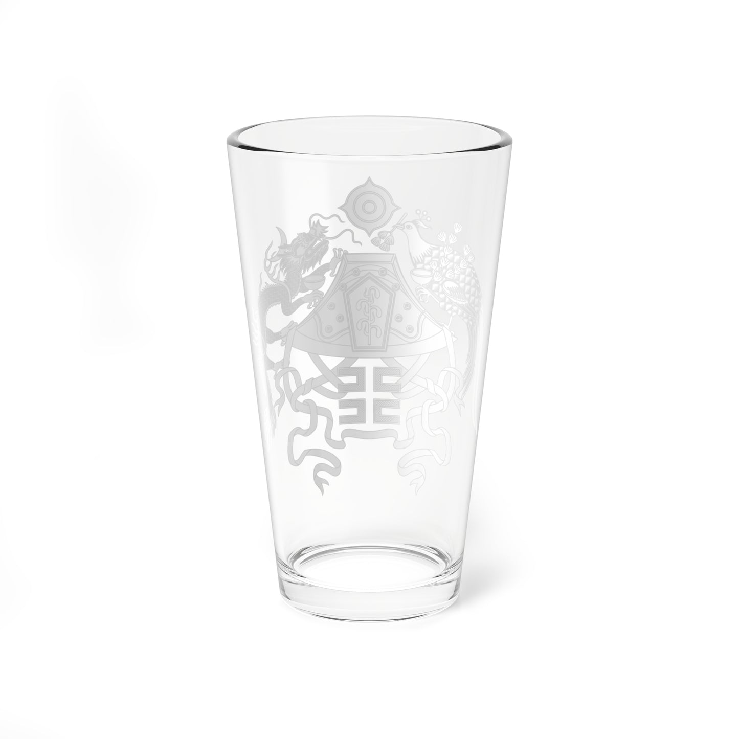 Twelve Symbols national emblem of China black and white (China) (Coat of Arms) Pint Glass 16oz