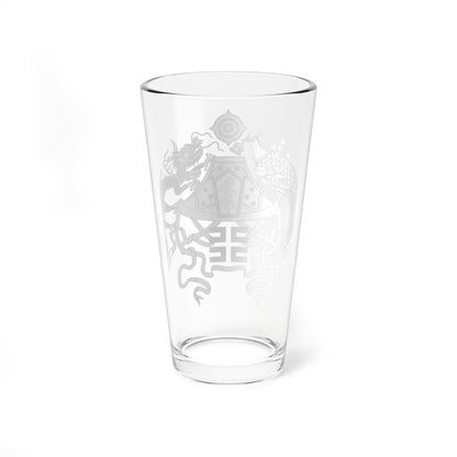 Twelve Symbols national emblem of China black and white (China) (Coat of Arms) Pint Glass 16oz