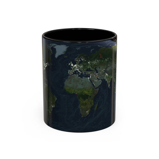 World Map - Earth at Night (2004) (Map) Accent Coffee Mug