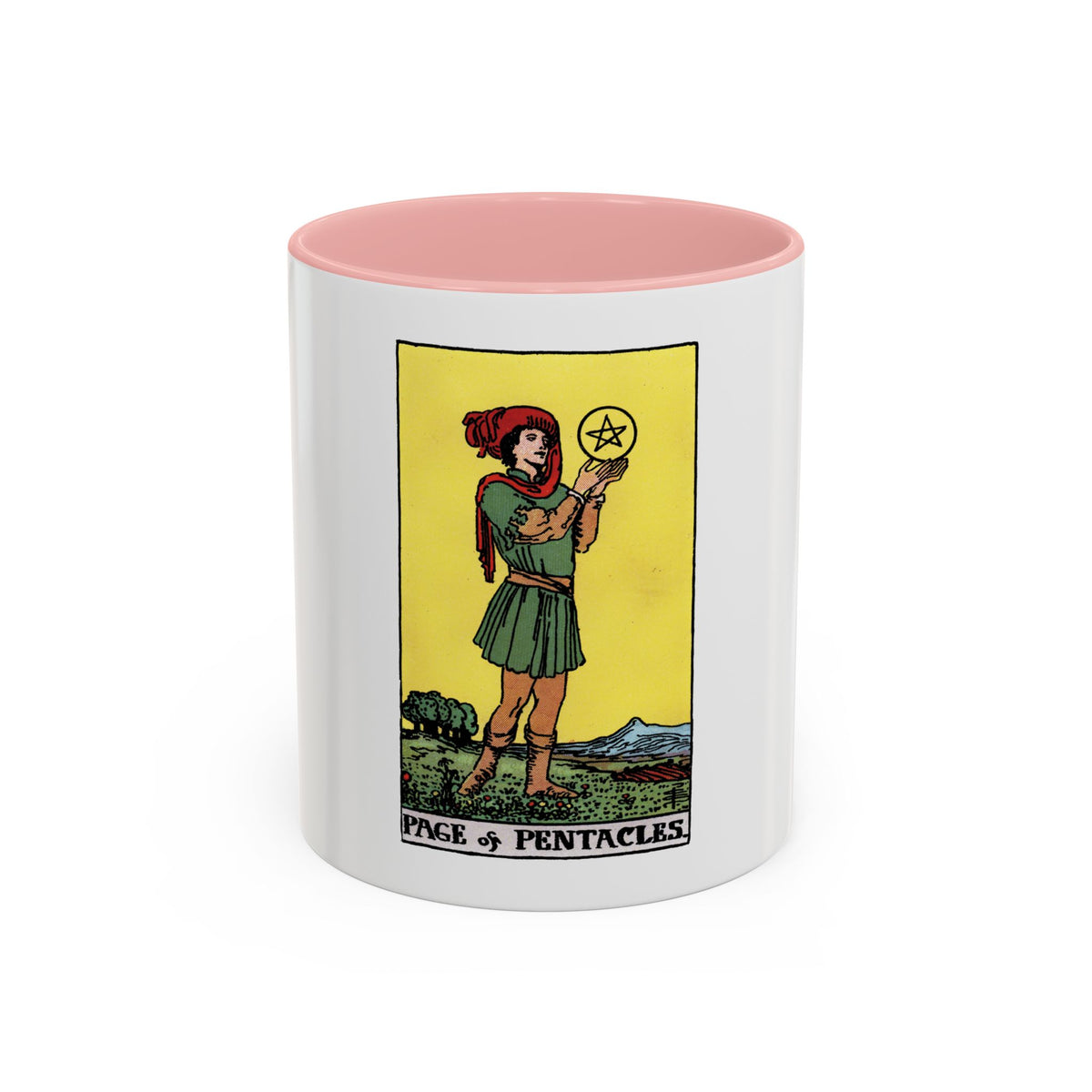 The Page of Pentacles (Tarot Card) Accent Coffee Mug