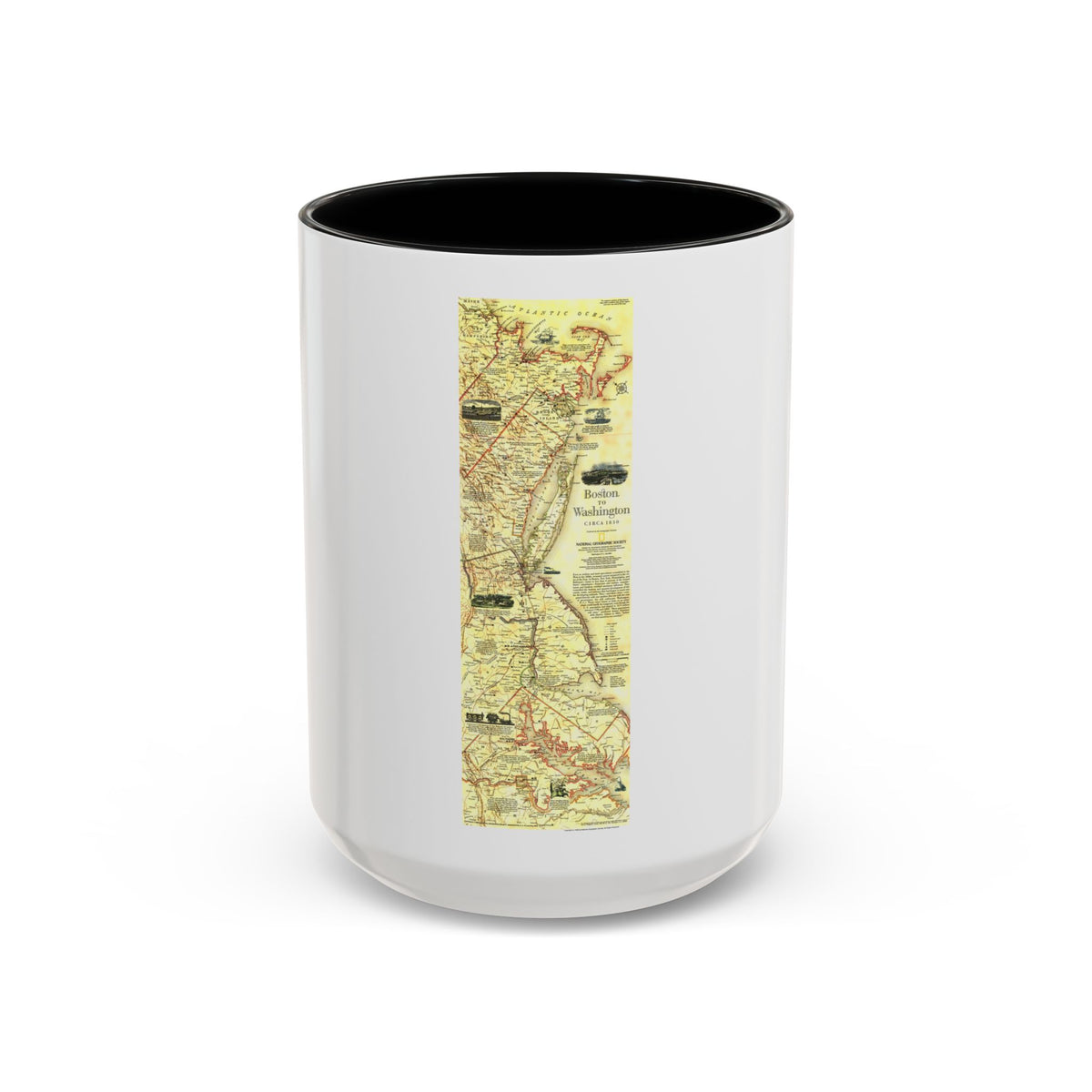USA - Boston to Washington (1830) (Map) Accent Coffee Mug