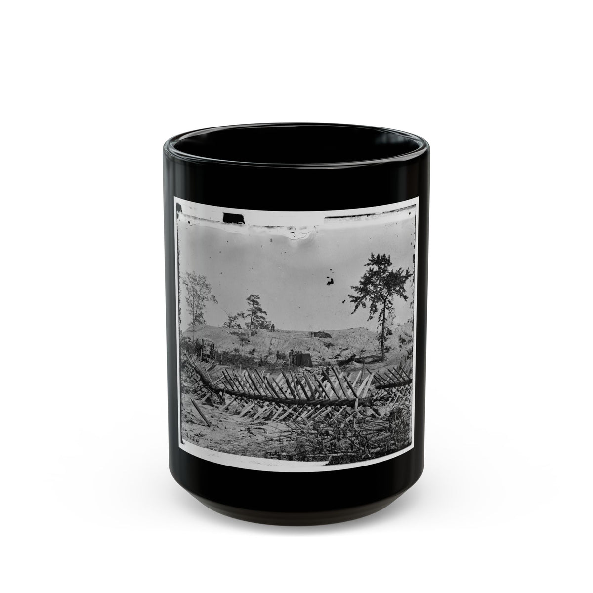 Atlanta, Ga. Chevaux-De-Frise On Marietta Street; Photographic Wagons And Darkroom Beyond (U.S. Civil War) Black Coffee Mug