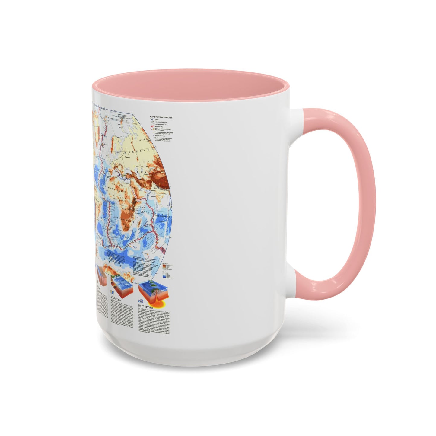 World Map - Earth's Dynamic Crust (1985) (Map) Accent Coffee Mug