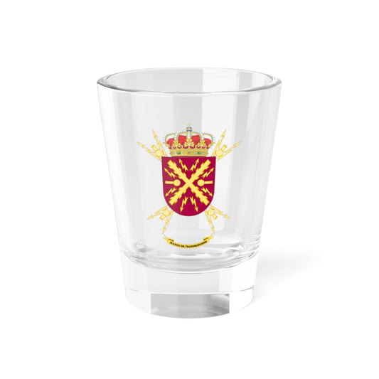 Former Coat of Arms of the Spanish Army Signals Command (Spain) (Coat of Arms) Shot Glass 1.5oz
