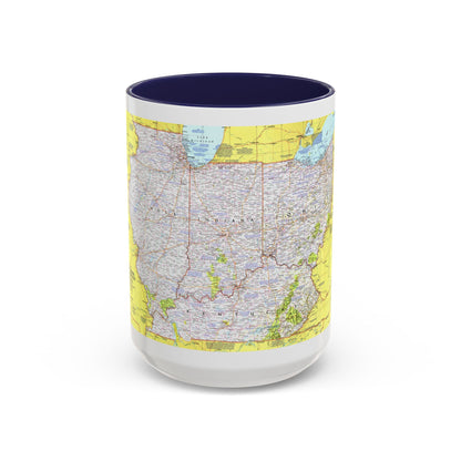 USA - Illinois, Indiana, Ohio, Kentucky 1 (1977) (Map) Accent Coffee Mug